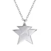 Pendanthalsband ChainPro 925 Sterling Silver Star Valentine's Day Gift Girl's Dainty Jewelry Double Necklace Women P621