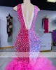 Collectie Nieuwe 2024 Prom Dresses Sexy Kristallen Kralen Rhienstones Jurk voor Zwarte Meisjes Lovertjes Tiered Ruffle Avondjurken Party s