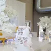 Nieuwste ontwerp Wedding Stage Decoratie Bruiloft Witte bloem achtergrond trouwfeest rekwisieten plantenbomen gebogen grote kunstmatige bloem kersen bloesemboom voor decor