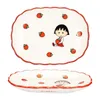 Pratos kawaii chibi maruko-chan anime hobby conjunto de talheres de porcelana doméstica tigela de renda placa oval caneca copo de café da manhã