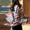 Women's Sweaters Autumn/Winter Fashion Korean Edition Color Block Round Neck Top Loose And Versatile Western Student Knitted Sweater