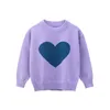 Wiosenna jesień Sweter dla dziewcząt w 100% bawełniany nowość serca kropka w paski Kid's Kid's Knit Sweter Sweter Casual Sport Sweters 231221