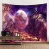 Taquestres universo estrelado Planeta Lua Flor Parede pendurada Tapestry Cortina de arte decorativa para o quarto da sala de estar dormitório da sala de estar