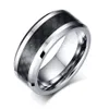 Bague de mariage en acier tungstène de 8mm pour hommes et femmes, bague en tungstène avec incrustation de Fiber de carbone noire, gravure 2448