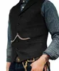 Suits Green 5 Buttons Herringbone Pattern Business Men Suit Vest Wedding Vests Men's Waistcoat Groom Vests Men Vest for Party