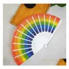 Andere Event-Party-Lieferungen bevorzugen Regenbogenfan Gay Pride Plastik Knochen Regenbogen Handlüfter LGBT-Events Regenbogenpartys Geschenke Dhphb