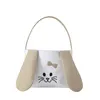 Easter Bunny Basket Canvas Egg Hunt Bucket Rabbit Long Ears Gift Bags Party Candy Storage Halloween Trick or Treat Totes Decor