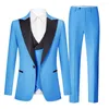 Męskie garnitury 3PC Set dla mężczyzn Blazervestpants Solidny kolor swobodny szczupły moda wysokiej jakości łatwa opieka trajes elegante para hombres