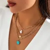 Pendant Necklaces 3Pcs Vintage Irregular Imitation Pearl Choker Necklace For Women Goth Stone Box Chain Aesthetic Y2K Wed Jewelry