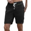 Men's Shorts 5XL In Mid-Rise Elastic Waistband Drawstring Pockets Sports Men Summer Solid Color Casual