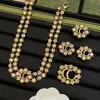 2023 New fashion Crystal jewelry set Women's Chokers Necklace Crystal Letter Earrings Brooch Ring Designer jewelry for wedding parties Engagement gift jewelry
