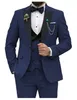 Herrenanzüge, königsblau, Slim-Fit, 3-teilig, zweireihig, für Hochzeit, Abschlussball, Party, Business (Blazer, Weste, Hose)