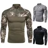 Magliette da uomo Magliette militari mimetiche Cerniera Stand Collo Esercito Tattico Sport all'aria aperta Top atletici Manica lunga