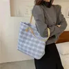 Evening Bags Plaid Tote Shoulder For Women England Big Capacity Environment Friendly 2023 Autumn Winter All-Match Canvas Handbags