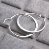 Real 925 Sterling Silver Oval Big Hoop Earrings For Women Flat Thin Round Wedding Jewelry Accessory Punk Brincos Joyas De Plata & 278C