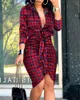 Casual Dresses Spring Summer Fashion Amazon Sexy V-neck Lace Printing Long Sleeve Shirt Dress Trendy