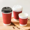 Coffee Pots 50pcs Thickened Anti-scalding Corrugated Paper Cup Disposable Cups Milk Tea Drink Kraft With Lid