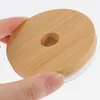 Dinnerware 8pcs Wood Mason Jar Lids With Straw Hole Lid Drinking