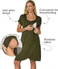 Pyjamas Ekouaer Maternity Nightgown Short Sleeve Nursing Dress ammande sömnkläder för kvinnor
