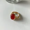 Anillos de racimo Amaiyllis 925 plata esterlina minimalista moda anillo de ágata roja 18k oro abierto celi joyería de estilo francés para regalo femenino