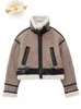 Automne hiver veste courte décontractée mode coréenne manteaux minces élégant laine d'agneau Patchwork daim femme dames 231221