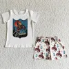 Zestawy odzieży Hurtowa Krowa Zachodnia Baby Boy Summer Pocket Naby Blue Shirt Highland Shorts Children Butique Kid Set Fashion Strój