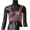 Navel Bell Button Rings Fashion Body Chain Jewelry Girls Red Rose Mail Flower Harness Top Women Daisy Chainmail 230130 Drop Deliver Ottn3