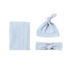 Couvertures bébé emmaillotage couverture ensemble né polyester coton couleur unie grain de blé enveloppé trois pièces mousseline