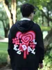 Love puzzle towel embroidered hoodies American hip hop sweatshirts casual baggy long sleeves trendy niche versatile tops men 231221