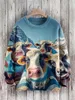 Sweats à capuche pour hommes mignon drôle vaches Selfie Art motif imprimé décontracté pull en tricot pull pour les femmes