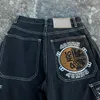 Мужские шорты Американский ретро-тренд 48 часов с вышивкой Джинсовые мужские свободные прямые брюки Простые черные джинсы Рабочие брюки с несколькими карманами