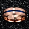 Band Rings Bonlavie 8Mm Width Tungsten Carbide Fl Rose Gold Blue Groove Angle Wedding Steel Mens 221119 Drop Delivery Dh6Tn