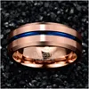 Bandringe Bonlavie 8 mm Breite Wolframkarbid FL Roségold Blauer Rillenwinkel Hochzeit Stahl Herren 221119 Drop Lieferung Dh6Tn