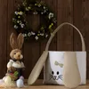 Easter Bunny Basket Canvas Egg Hunt Bucket Rabbit Long Ears Gift Bags Party Candy Storage Halloween Trick or Treat Totes Decor