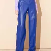 Oymimi Fashion Blue Pu Leather Pantal