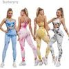 Ensembles actifs Imprimer Leggins extensibles Femmes Casual Sprotswear Slim Survêtement Jogger Sportswear Fitness Costume Tie Dye Fe Vêtements Yoga SetL231221