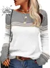 2023 Kobiety jesienne zimowe dopasowanie koloru pullover okrągła szyja Slim Fit Knited Top Casual Elegancki sweter 231220