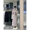 Ensembles de jupe pour femmes rose col rond volant manteau court taille haute enveloppement hanche mi-longueur petit parfum deux pièces vêtements pour femme 231221