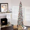 Decorações de Natal 1.5m árvore dobrável lantejoulas artificial com suporte Xmas 2023 Navidad presentes