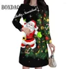 Vestidos casuais 2023 natal boneco de neve impressão mulheres bonito inverno manga longa festa vestidos roupas oversized