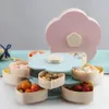 Wrap Bloom Snack Box Creative Pattern Rotating Double Fruit Bowl Double Candy Box Wedding Candy Petal Fruit Seed