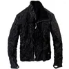 Men's Jackets Dark Avant-Garde Style Clothes Punk Goth Handmade Pleated Leather Cowhide Jacket For Men And Women Coat