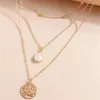 Colares pendentes Boho Vintage Gold Color Chain Drop Opal Hollo