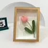 Decorative Flowers Elegant Sunflower Rose Tulip Hand-Knitted Flower Bouquet Po Frame Eternal Decoration Desktop Ornament