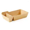 Take Out Containers 50pcs Disposable Kraft Paper Food Serving Tray Two Grids Snack French Fries Chicken Salad Carton For Party