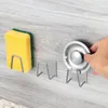 Kitchen Storage Stainless Steel Rack Sponges Holder Sink Drain Drying Self Adhesive Hook Hanger Accessor Organizer