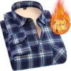 2024 Heren thermische shirts verdikt fleece winter plaid vintage prints lange mouwen casual 231221