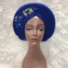 Mulheres Cabeças de qualidade líquida Cap bonnet African Hat Turban for Women AutoGele Turban Design com Flower 231220
