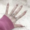Anéis de cluster Coreia minimalista branco cristal aberto anel 925 prata esterlina hipoalergênico não desbotando jóias de mão namorada presente de aniversário