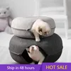 Donut Katzenbett Tunnel Natural Fek Kitten Höhlennest Hälfte geschlossen Interaktives Spiel Spielzeug Cama Gato Nordica Katten Mandzen 231221